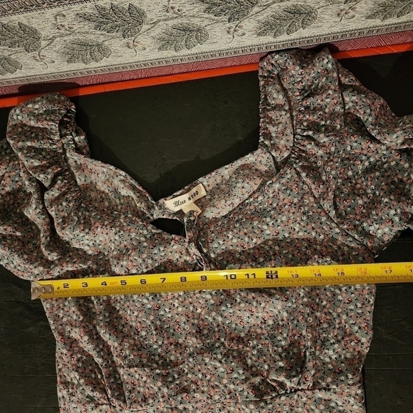 Blue Mood Floral Tie Back Short Sleeve Blouse Size L NWT - Picture 5 of 10